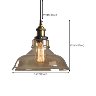 ZOWALA - Modern Amber Glass Vintage Cone Pendant Light #size
