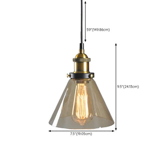 ZOWALA - Modern Amber Glass Vintage Cone Pendant Light Image - 15