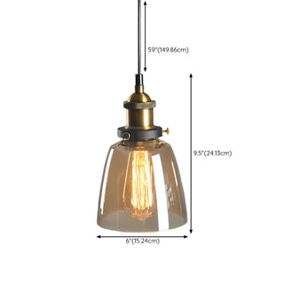ZOWALA - Modern Amber Glass Vintage Cone Pendant Light Image - 16