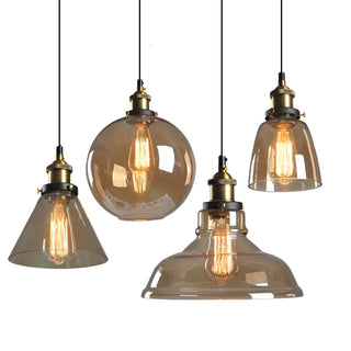 ZOWALA - Modern Amber Glass Vintage Cone Pendant Light Image - 2