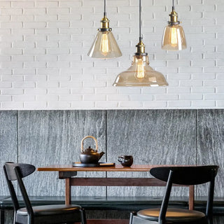 ZOWALA - Modern Amber Glass Vintage Cone Pendant Light Image - 3
