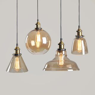 ZOWALA - Modern Amber Glass Vintage Cone Pendant Light Image - 4