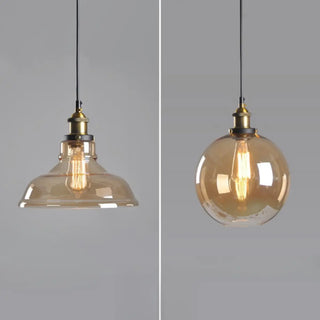ZOWALA - Modern Amber Glass Vintage Cone Pendant Light Image - 5