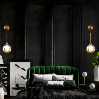 Bedroom Modern Glass Globe Gold Wall Mounted Sconce Zawala Image - 1