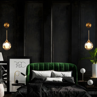 Bedroom Modern Glass Globe Gold Wall Mounted Sconce Zawala Image - 2