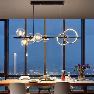 ZOWALA - Modern Glass Globes and LED Rings Island Pendant Light Image - 1