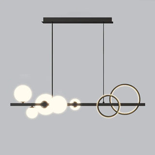 ZOWALA - Modern Glass Globes and LED Rings Island Pendant Light Image - 10