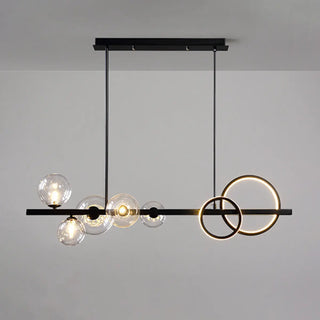ZOWALA - Modern Glass Globes and LED Rings Island Pendant Light Image - 11