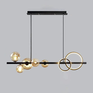 ZOWALA - Modern Glass Globes and LED Rings Island Pendant Light Image - 12