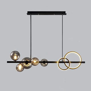 ZOWALA - Modern Glass Globes and LED Rings Island Pendant Light Image - 13