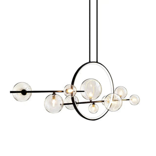 ZOWALA - Modern Glass Globes and LED Rings Island Pendant Light Image - 16