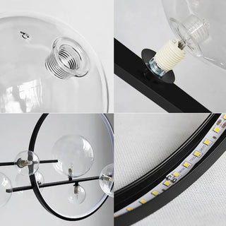 ZOWALA - Modern Glass Globes and LED Rings Island Pendant Light Image - 19