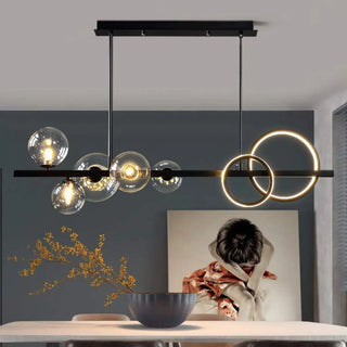 ZOWALA - Modern Glass Globes and LED Rings Island Pendant Light Image - 2