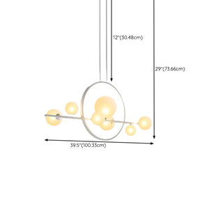 ZOWALA - Modern Glass Globes and LED Rings Island Pendant Light #size