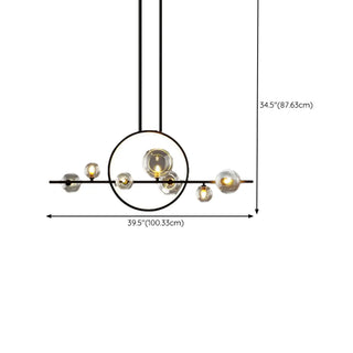 ZOWALA - Modern Glass Globes and LED Rings Island Pendant Light Image - 22