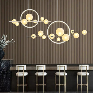 ZOWALA - Modern Glass Globes and LED Rings Island Pendant Light Image - 3