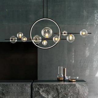 ZOWALA - Modern Glass Globes and LED Rings Island Pendant Light Image - 4