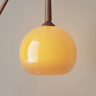 ZOWALA - Modern Angled Amber Globe Walnut Metal Floor Lamp Image - 6