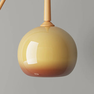 ZOWALA - Modern Angled Amber Globe Walnut Metal Floor Lamp Image - 7