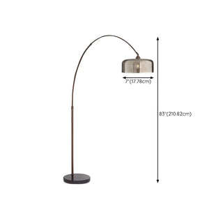 Modern Adjustable Smoked Barrel and Arched Floor Lamp Zawala #size