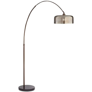 Modern Adjustable Smoked Barrel and Arched Floor Lamp Zawala Image - 7