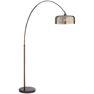 Modern Adjustable Smoked Barrel and Arched Floor Lamp Zawala Image - 8