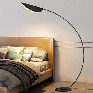 Modern Arced Metal Black Lotus Leaf Floor Light Zawala Image - 3