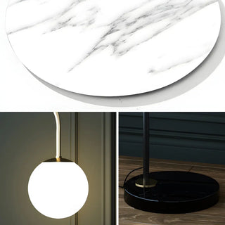 Modern Globe and Arc Metal Floor Lamp with Side Table Zawala Image - 4
