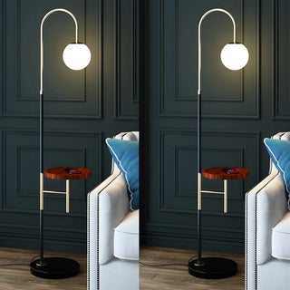 Modern Globe and Arc Metal Floor Lamp with Side Table Zawala Image - 5