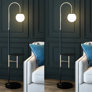 Modern Globe and Arc Metal Floor Lamp with Side Table Zawala Image - 7