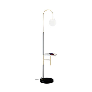 Modern Globe and Arc Metal Floor Lamp with Side Table Zawala Image - 9