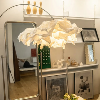Contemporary White Paper Floral LED Floor Light Zawala Image - 4