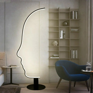 Artistic Black Face-Shaped Linear Metal Floor Lamp Zawala Image - 1