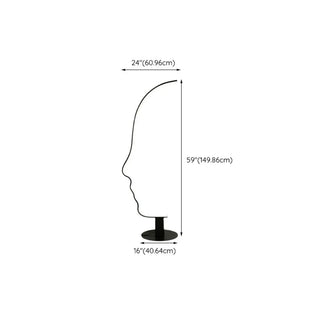 Artistic Black Face-Shaped Linear Metal Floor Lamp Zawala #size