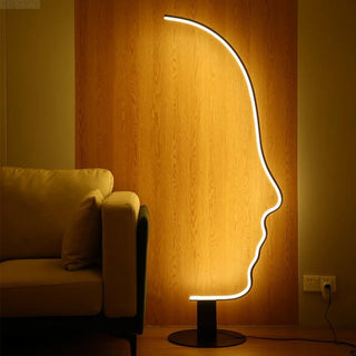 Artistic Black Face-Shaped Linear Metal Floor Lamp Zawala Image - 2