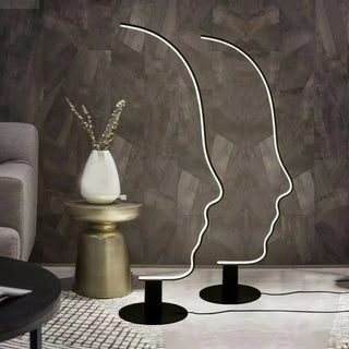 Artistic Black Face-Shaped Linear Metal Floor Lamp Zawala Image - 3