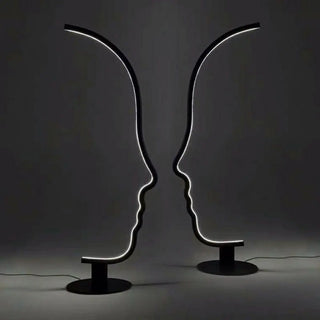 Artistic Black Face-Shaped Linear Metal Floor Lamp Zawala Image - 5
