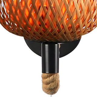 Coastal bamboo Rattan Restaurant Yellow Mini Wall Sconce Zawala Image - 12