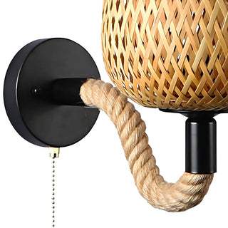 Coastal bamboo Rattan Restaurant Yellow Mini Wall Sconce Zawala Image - 13