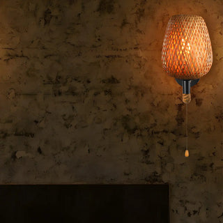 Coastal bamboo Rattan Restaurant Yellow Mini Wall Sconce Zawala Image - 5