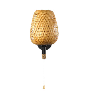 Coastal bamboo Rattan Restaurant Yellow Mini Wall Sconce Zawala Image - 8