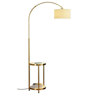 Barrel Adjustable Arched Floor Lamp with Side Table Zawala Image - 12