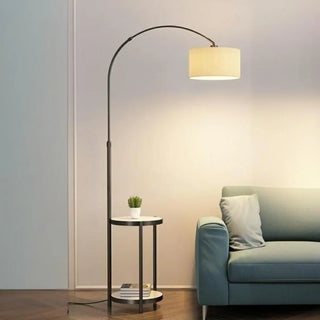 Barrel Adjustable Arched Floor Lamp with Side Table Zawala Image - 2