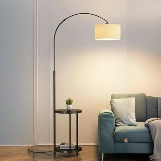 Barrel Adjustable Arched Floor Lamp with Side Table Zawala Image - 3