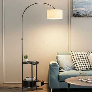 Barrel Adjustable Arched Floor Lamp with Side Table Zawala Image - 5