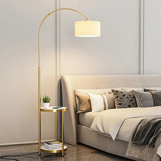 Barrel Adjustable Arched Floor Lamp with Side Table Zawala Image - 6