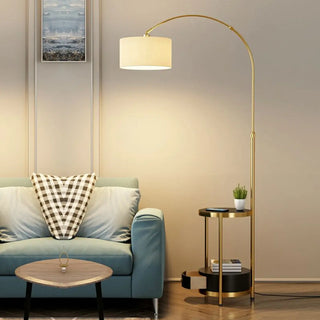 Barrel Adjustable Arched Floor Lamp with Side Table Zawala Image - 7