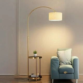 Barrel Adjustable Arched Floor Lamp with Side Table Zawala Image - 8