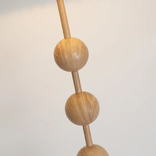 Bedside Wooden Beaded Pleated Cone LED Floor Lamp Zawala Image - 7