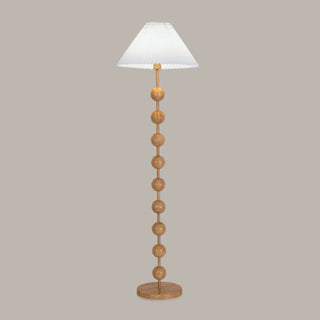 Bedside Wooden Beaded Pleated Cone LED Floor Lamp Zawala Image - 11